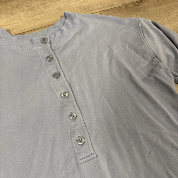 Athleta Sweater Womens Small Balance Henley Sweatshirt Blue Plush Relaxed Fit - Picture 2 of 9